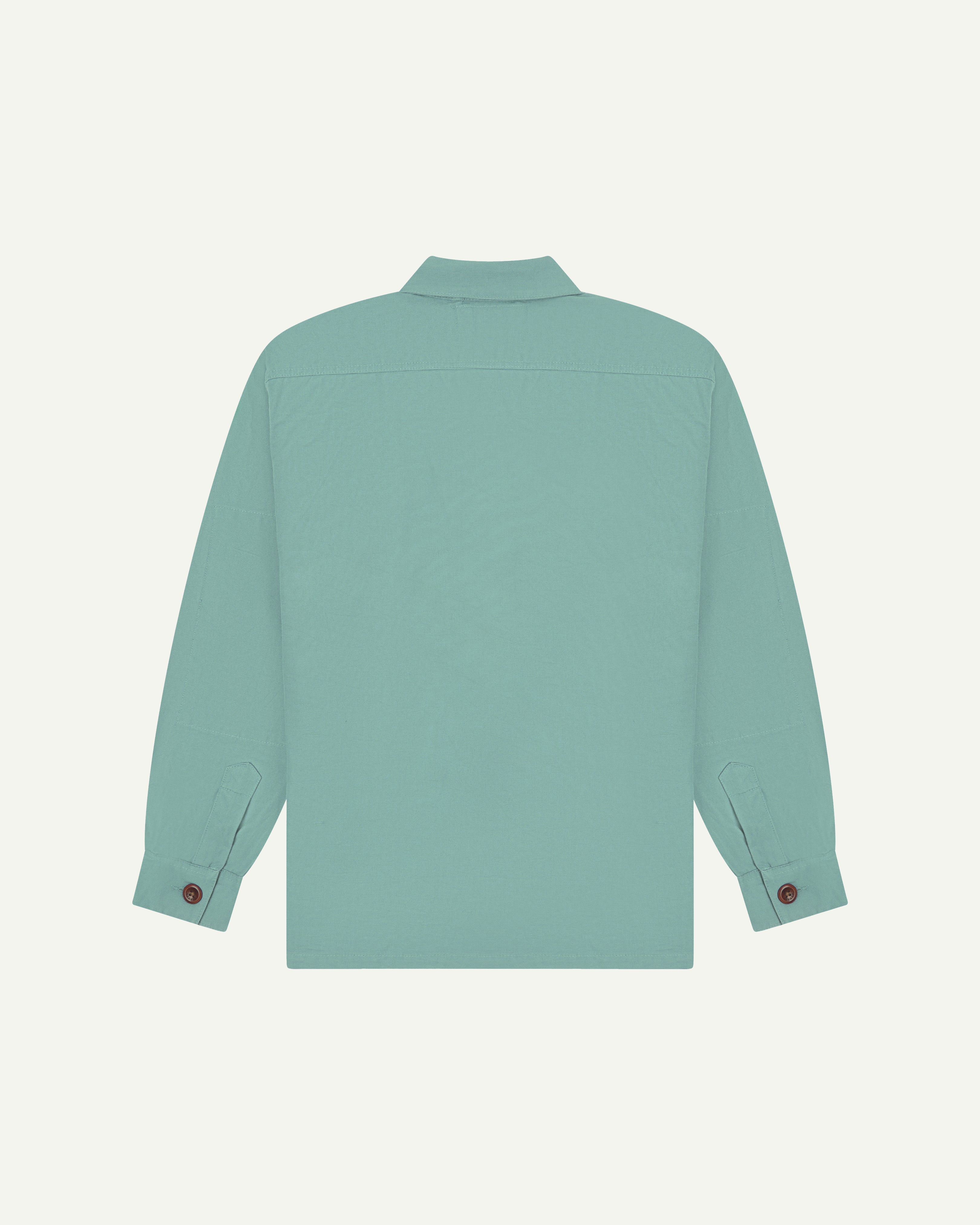 Back flat shot of pale green #3003 men's workshirt from Uskees. 