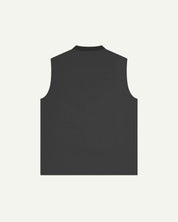 Back view flat shot of uskees dark grey zip front waistcoat -style vest for men