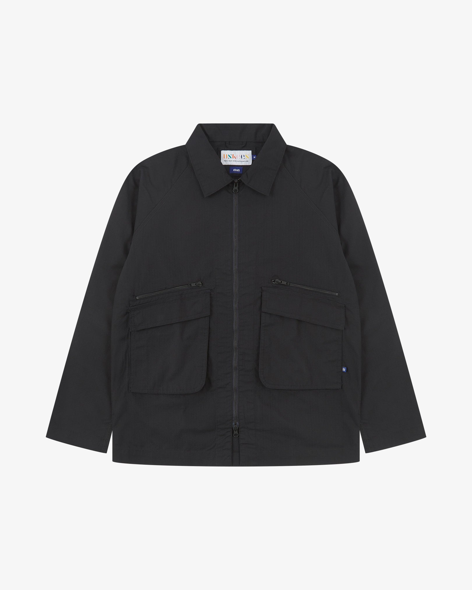 3002 Black Zip-Front Jacket | Uskees Organic Apparel