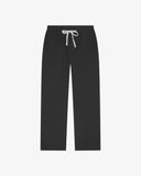 Men's black drill utility pants with a drawstring on a white background