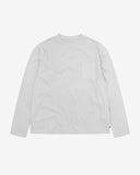 Full flat view of the Uskees white organic cotton long-sleeve T-shirt for men, showing the loose silhouette.