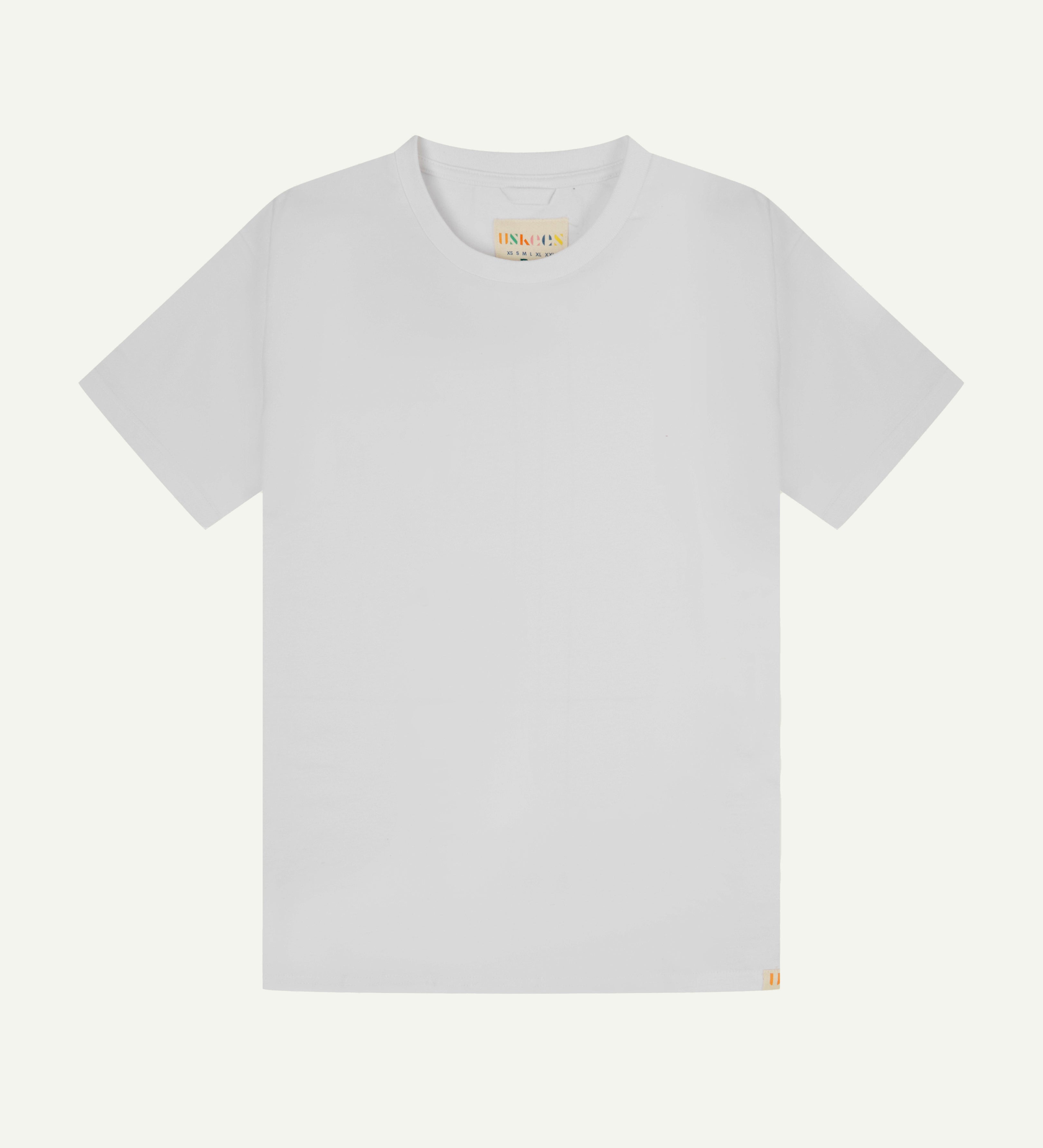 front view of uskees #7006 men's short sleeve Tee in white