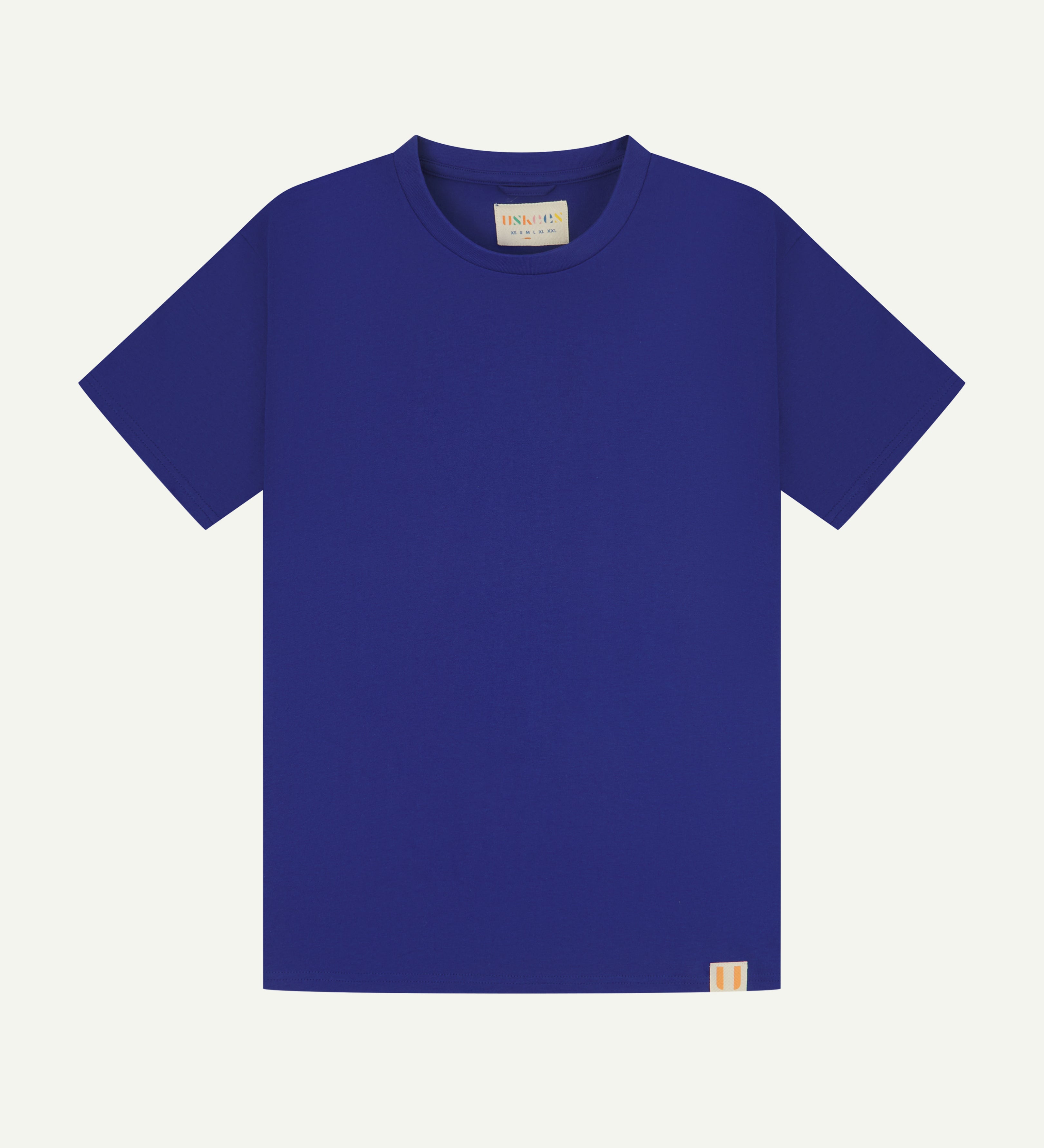 front view of uskees #7006 men's short sleeve Tee in bright blue