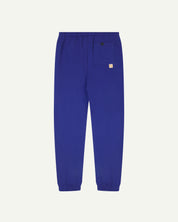 Back view of bright blue organic cotton Joggers for men by Uskees
