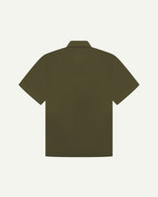 back flat shot of uskees olive green men's short sleeve lightweight shirt