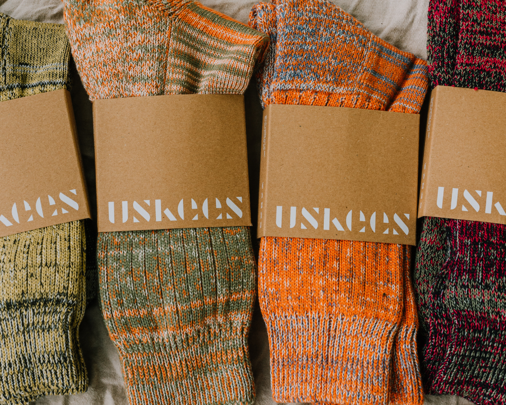 Range of new Uskees organic cotton socks.
