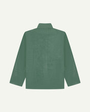 Back view of light green, buttoned corduroy overshirt for men from Uskees. 