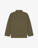 Back view of a Dark Green Uskees overshirt on a white background