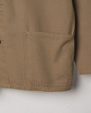 View of the deep hip pocket on the the 3001 Uskees button-down khaki overshirt .