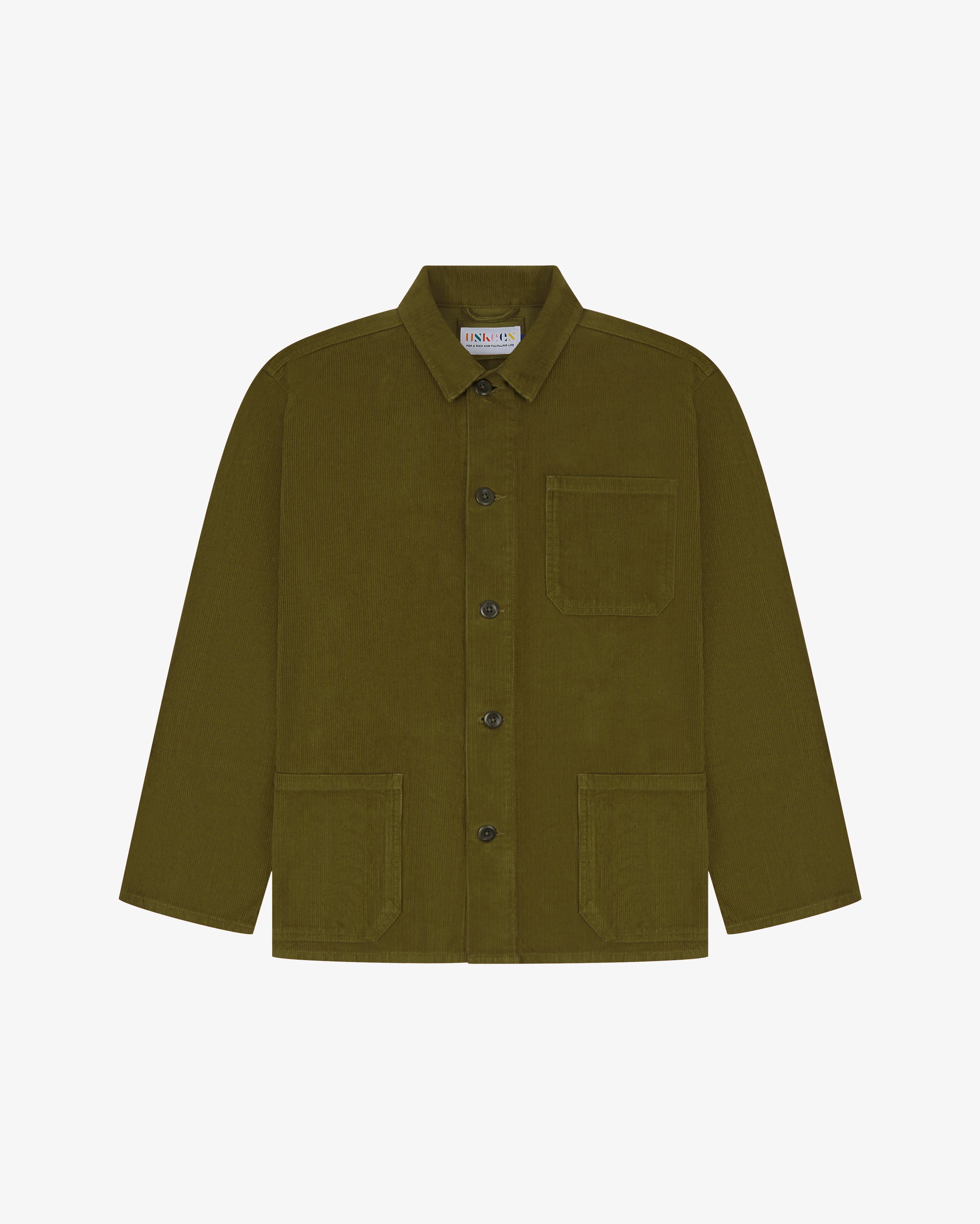 3001 Cord-Overshirt mit Knöpfen – Waldgrün