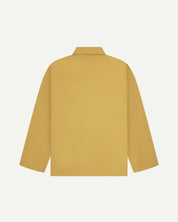 Flat back view of a yellow men's shirt jacket from uskees
