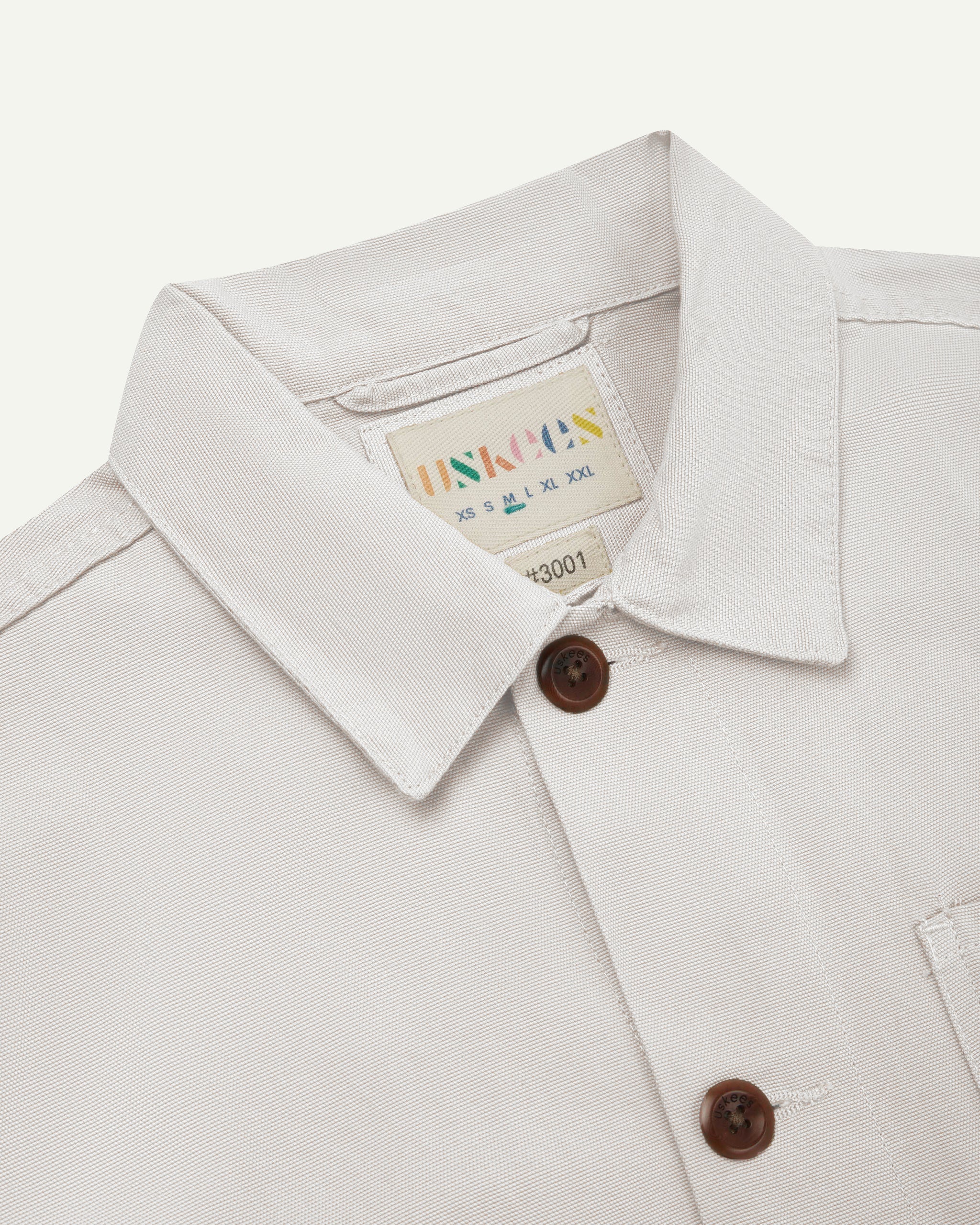 #3001 Cream Buttoned Overshirt | USKEES Organic Apparel