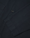Closer detail view of patch pockets, cuff detailing, corozo buttons and extra durable weave of the organic cotton drill fabric.