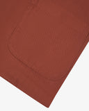 Closer detail view of patch pockets and extra durable weave of the organic cotton drill fabric.