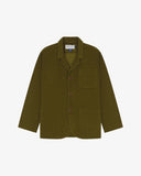 Front flat shot of an Uskees Woodland Green cord blazer on a white background