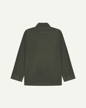 Back view of the #3006 uskees dark green corduroy men's jacket.