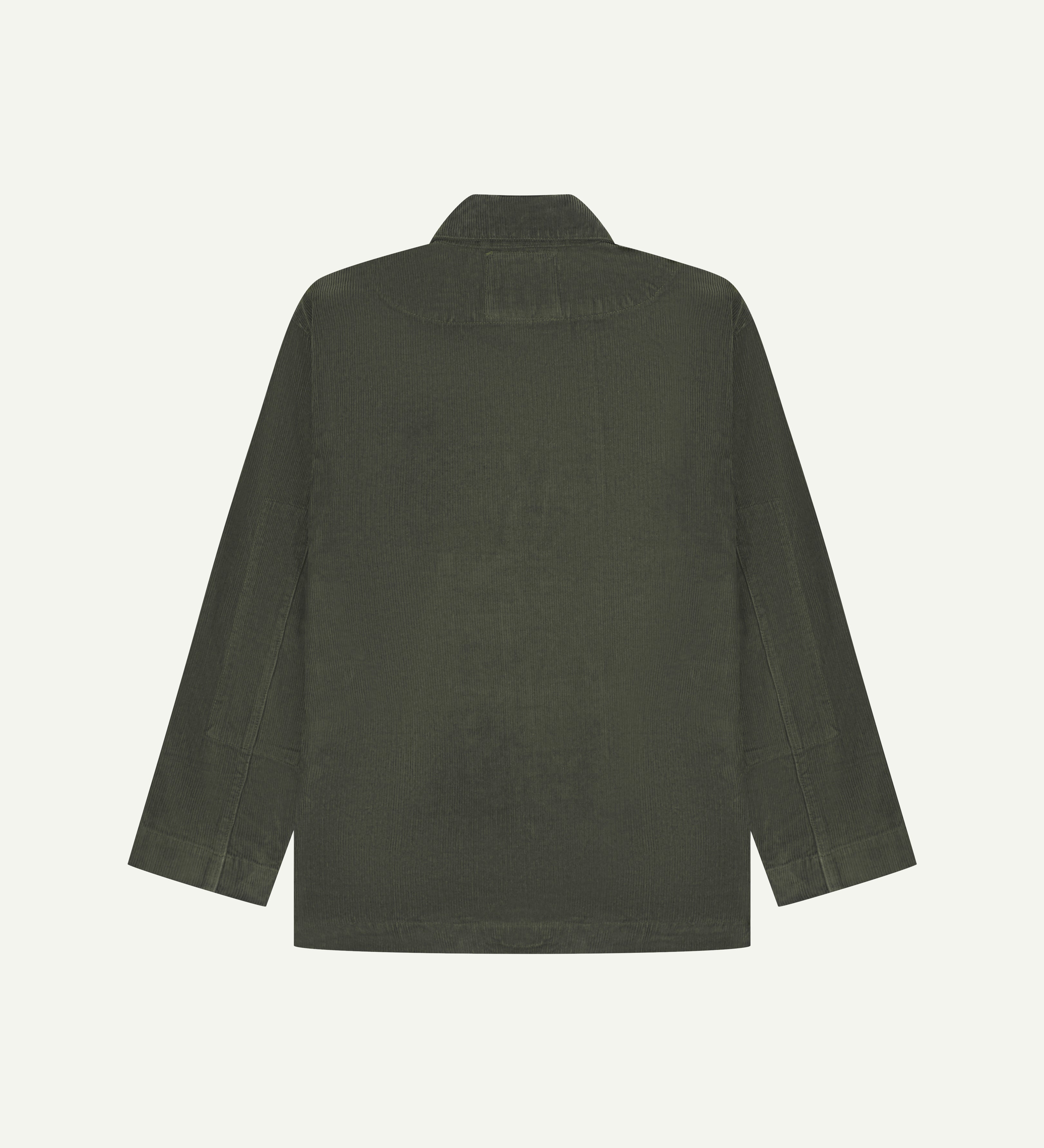 Back view of the #3006 uskees dark green corduroy men's jacket.