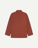 Back view of chestnut brown cotton drill   jacket on a white background