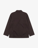 An Uskees dark plum colour long-sleeve jacket for men shown from the back, photographed flat against a light gray background.