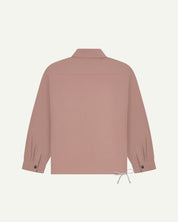Flat back shot of Uskees #3013 coach jacket in dusty pink showing drawstring waist