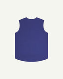 Full-length reverse view of Uskees #3036 ultra blue organic cotton-drill vest.