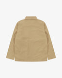 Back view of Uskees khaki ripstop field jacket showing the modern military silhouette.