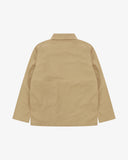 Back view flat shot of beige ripstop Uskees jacket presented on a white background