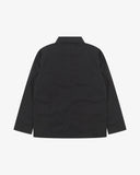 Back view of Uskees black ripstop utility jacket showing the modern military silhouette.