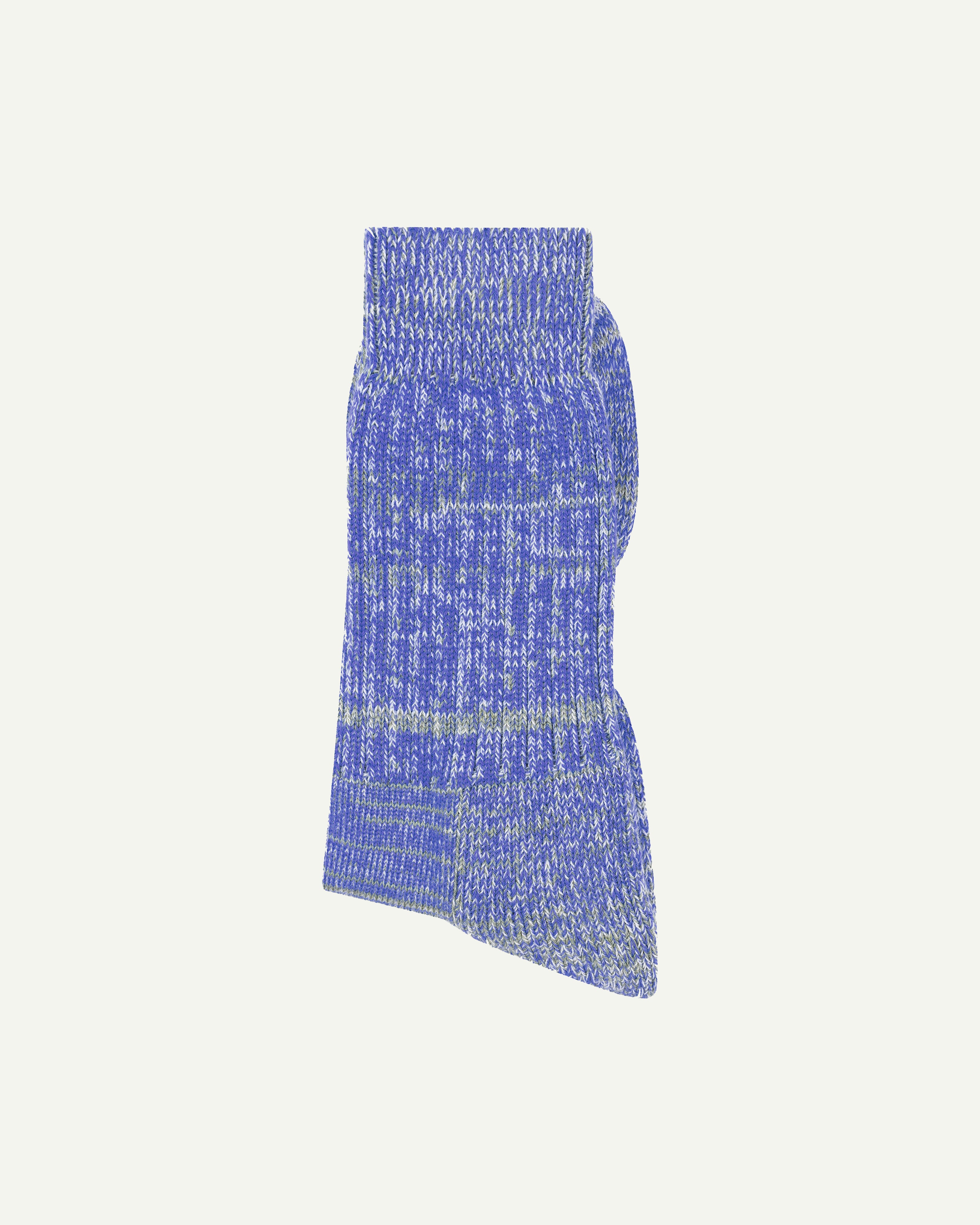Folded shot of Uskees #4006 organic cotton socks in ultra blue