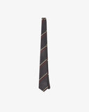 Full-length view of English-made recycled polyester repp tie in charcoal from Uskees.