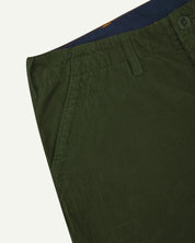 Close up front shot of #5005 cord workwear pants from Uskees