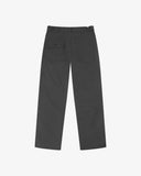 Back flat view of Uskees dark gray cotton drill work pants for men on a white background