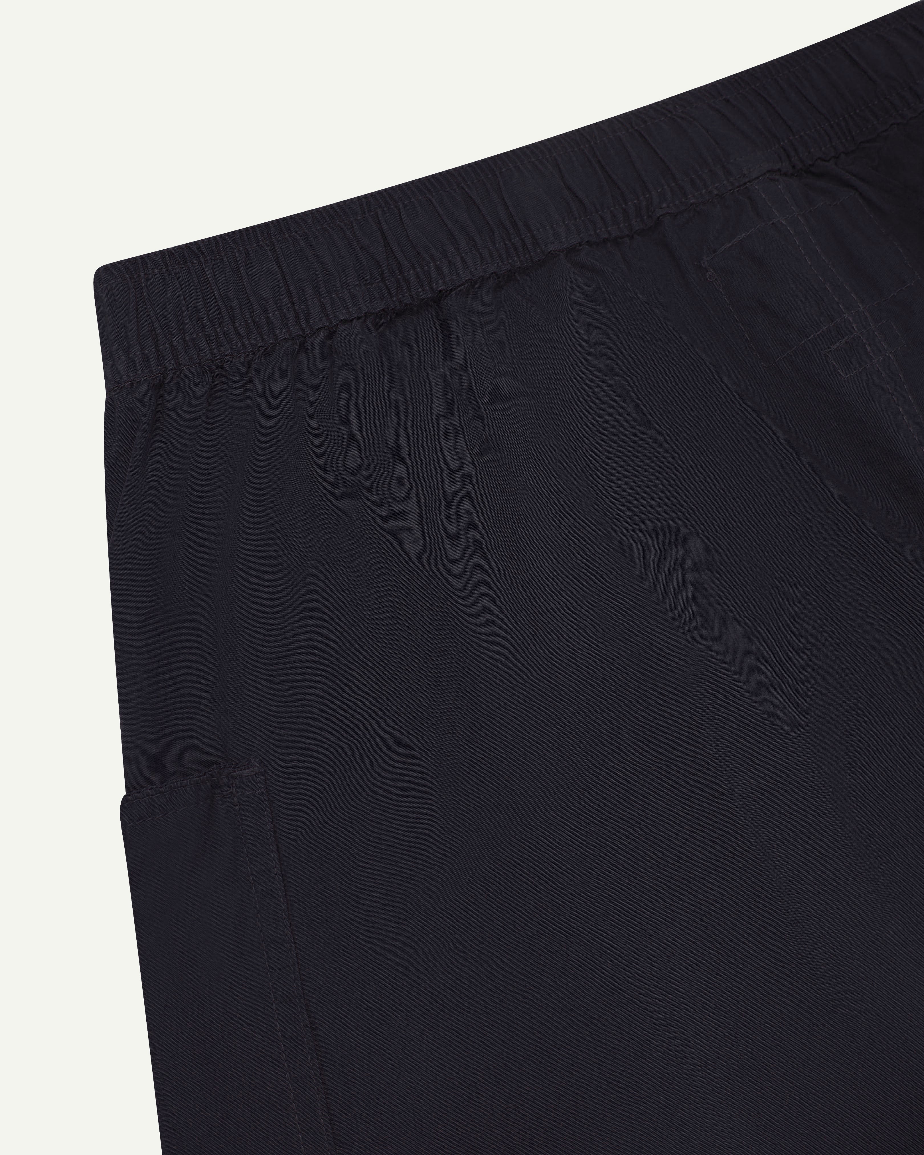 close up back shot of Uskee #5015 lightweight shorts in midnight blue
