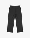 Full length back view of black twill 5016 commuter trousers with view of rear pockets and belt loops.