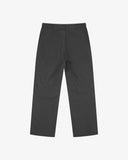 Back flat view of 5016 Uskees men's organic twill charcoal grey 'commuter' trousers showing the back pockets.