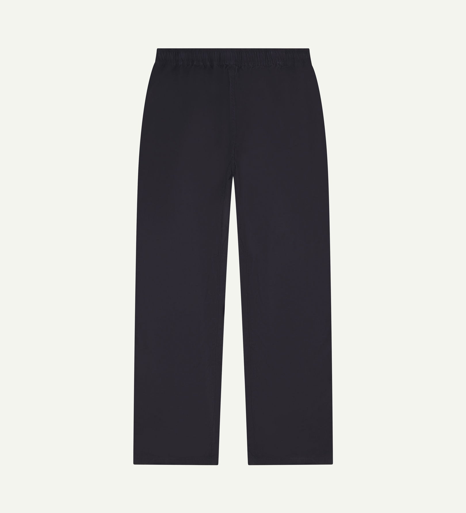 Flat back shot of the Uskees 5020 lightweight utility pants in midnight blue showing drawstring waist and slighly tapered cut.