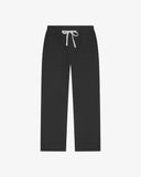 Men's black drill utility pants with a drawstring on a white background