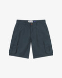 Front view of blueberry 5023 men's ripstop cargo shorts by Uskees. Clear view of belt loops, side pockets and deep cargo pockets.