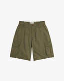 Front flat shot of Uskees ivy green cargo shorts for men on a white background