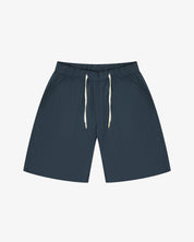 Front view of blueberry 5024 men's ripstop utility shorts by Uskees. Clear view of drawstring waist and deep utility front patch pockets.