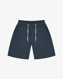 Front view of blueberry 5024 men's ripstop utility shorts by Uskees. Clear view of drawstring waist and deep utility front patch pockets.