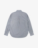 Back view of Uskees sky blue and claret terrace pinstripe men's advanced Oxford shirt.