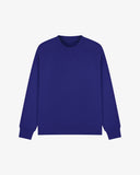 Front view of vibrant blue organic heavyweight cotton 7005 sweatshirt by Uskees demonstrating regular, flattering shape.