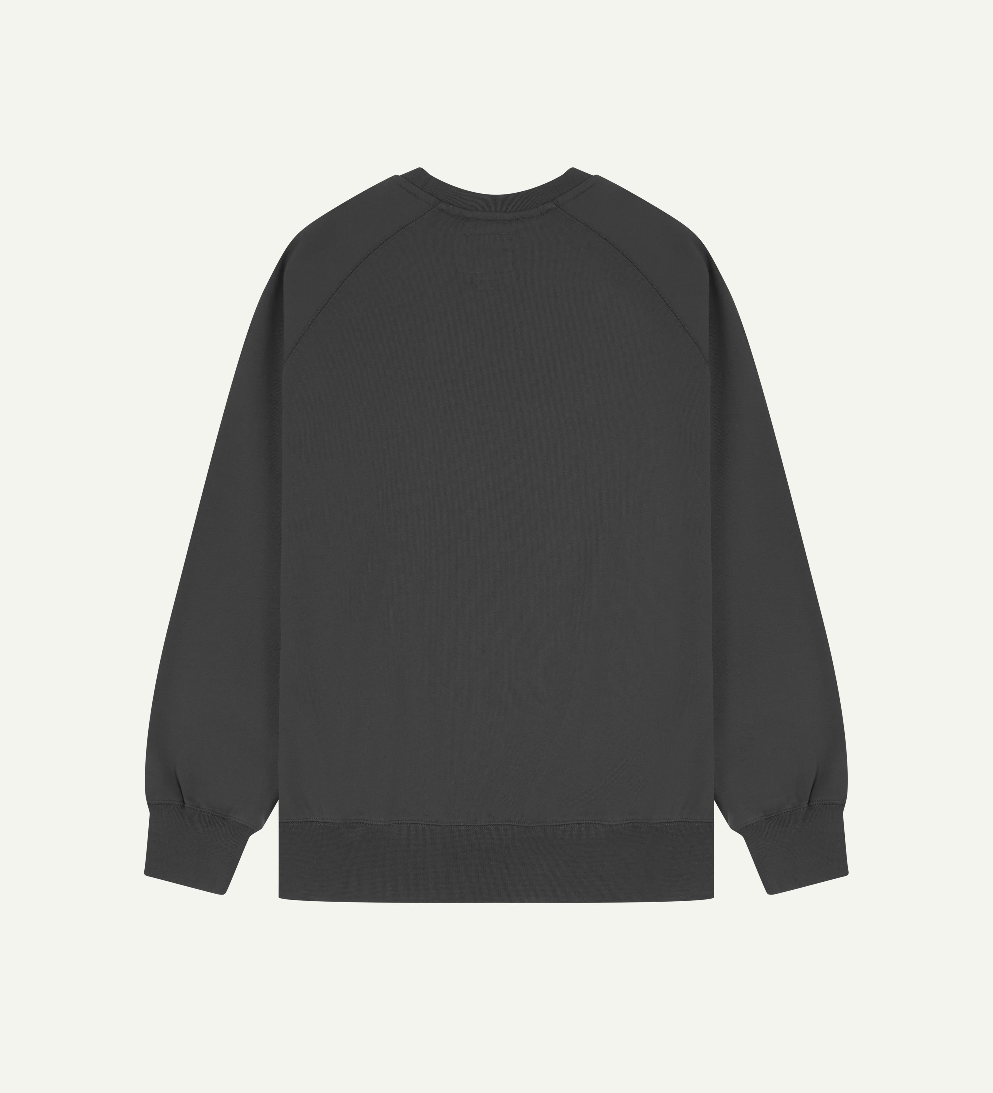 Back view of men's dark grey organic heavyweight cotton #7005 jersey sweatshirt by Uskees