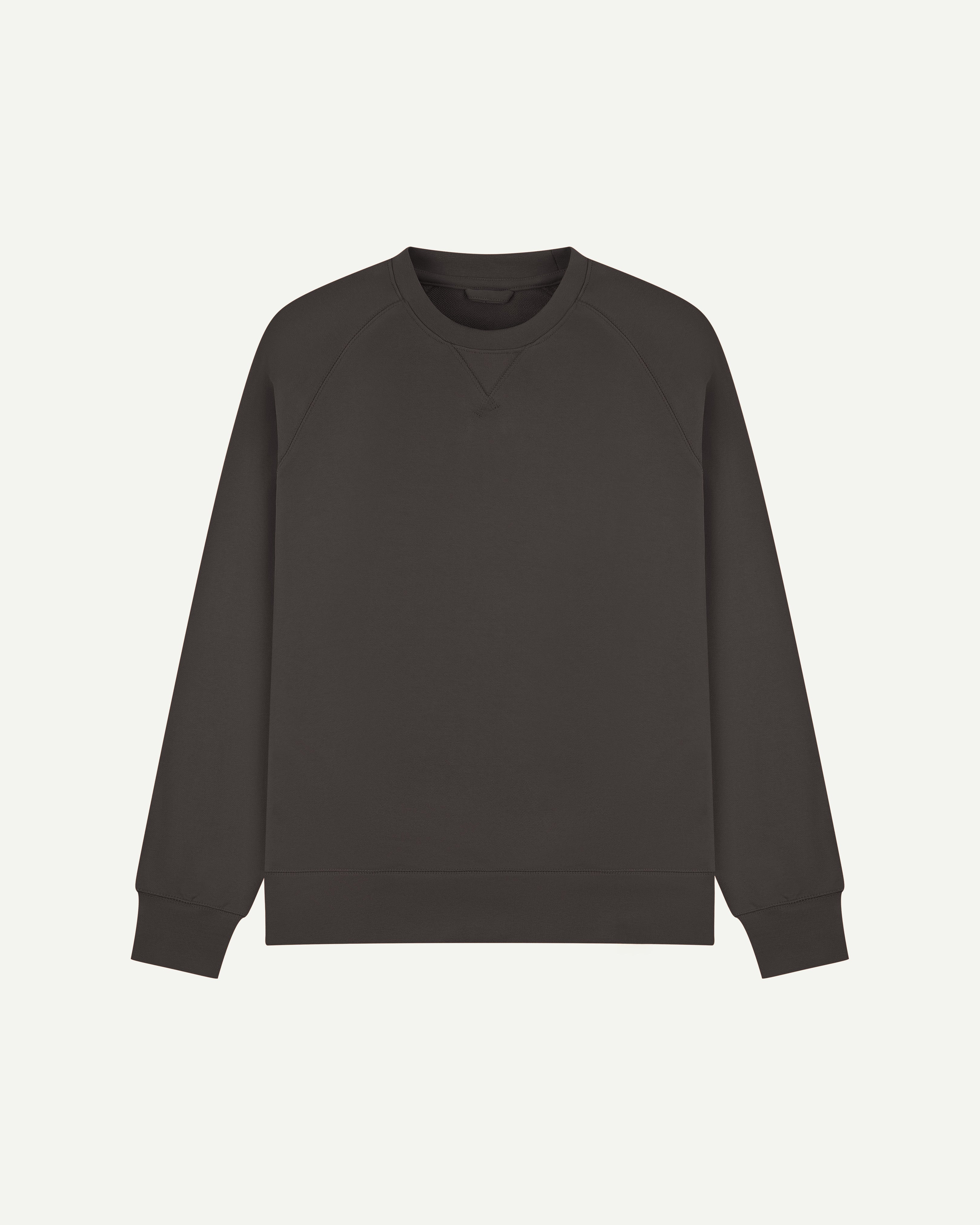 Front shot of Uskees 7005 crew neck sweatshirt in faded black