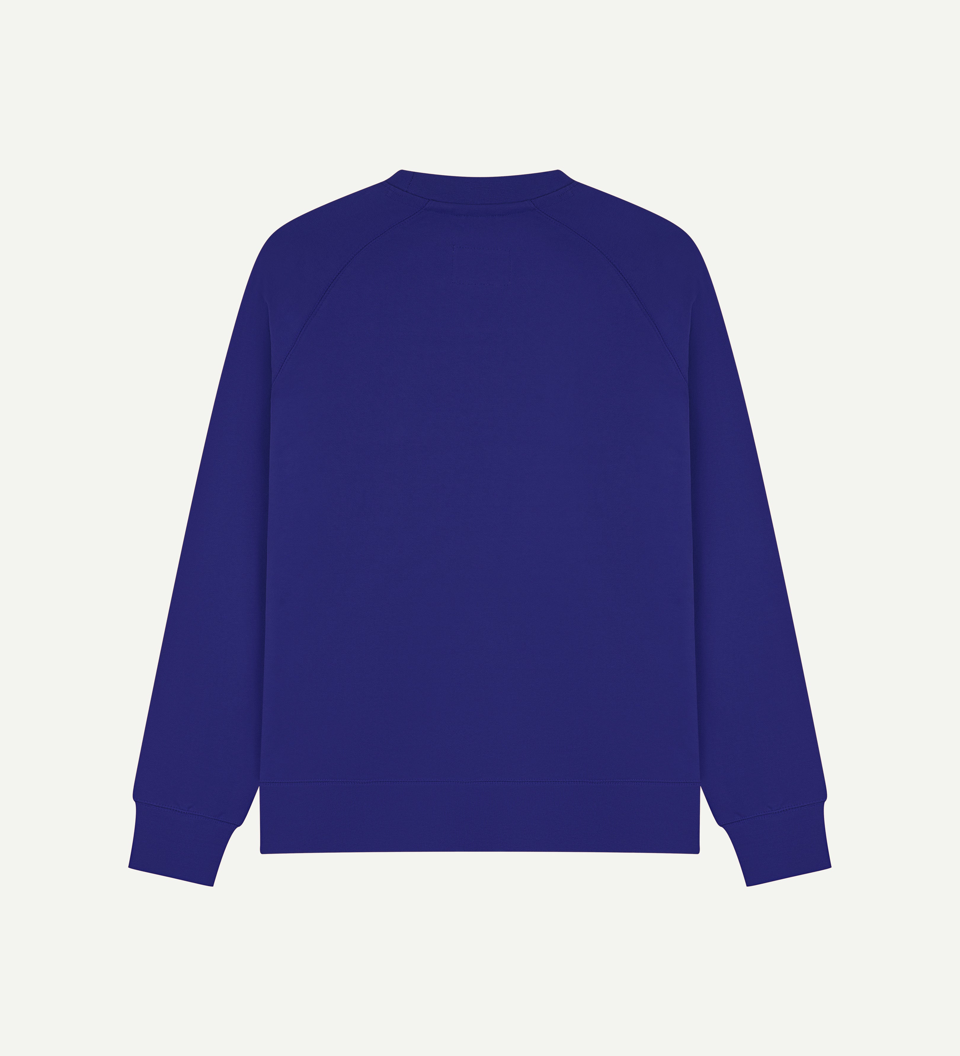Back view of ultra-blue organic heavyweight cotton 7005 sweatshirt by Uskees.