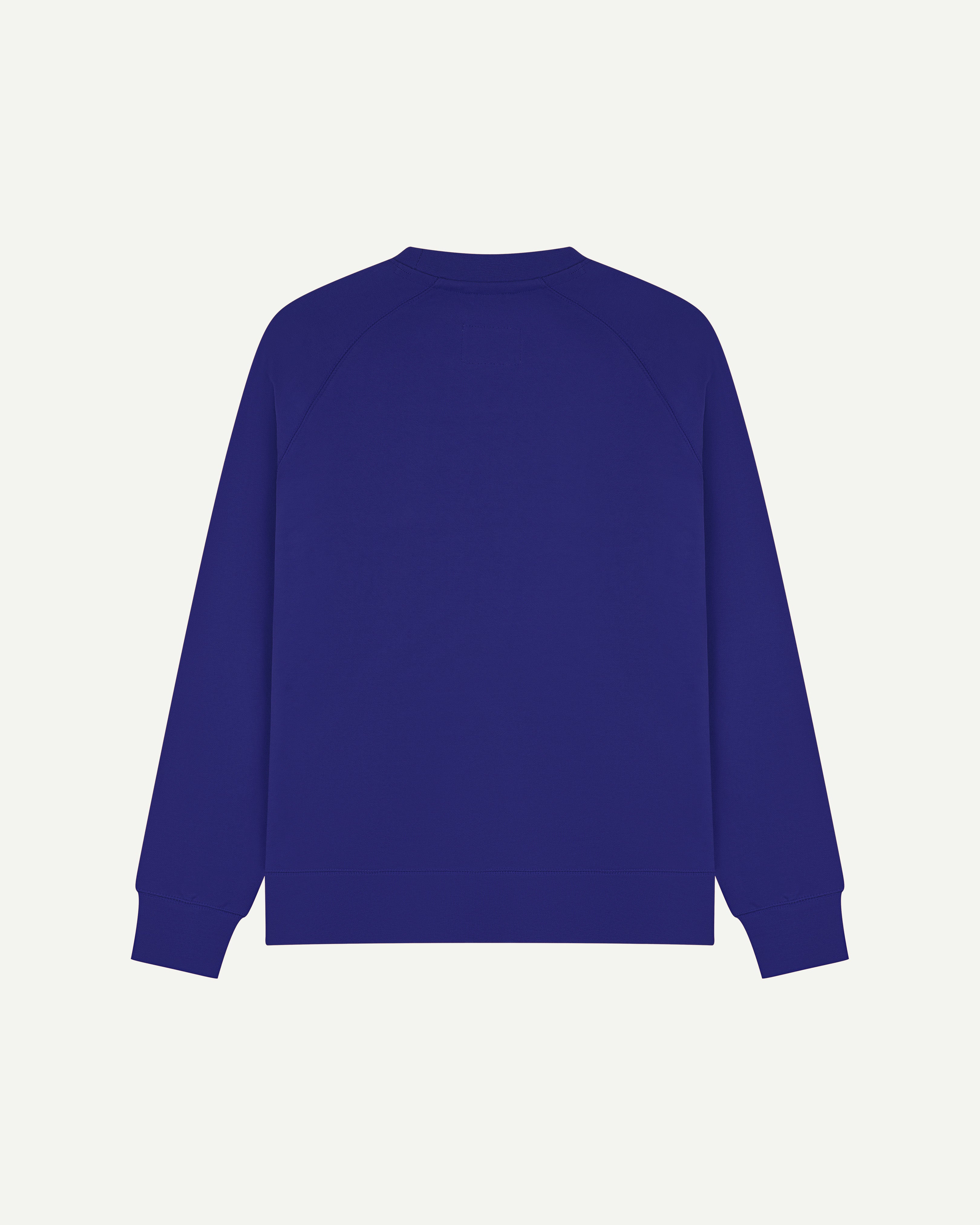 Back view of ultra-blue organic heavyweight cotton 7005 sweatshirt by Uskees.