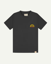 Flat shot of uskees graphic 'life's a buzz' short sleeve Tee for men showing the small graphic logo.