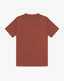 Back view of chestnut-brown organic cotton Uskees short-sleeved T-shirt.
