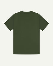 Back view of coriander green organic cotton Uskees short-sleeved T-shirt.